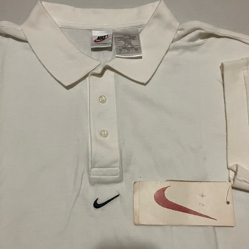 90s Vtg Nike Center Mid Logo Swoosh‎ Shirt Travis Scott New White XXLT *STAINED*